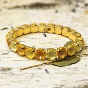 Ginger & Lemon Premium Crystals On Stretchy Bracelet Gold Plated